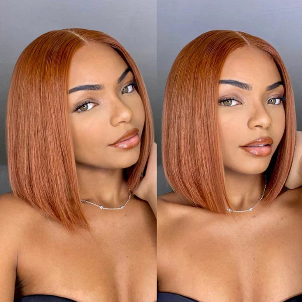 Sugar Maple 10 Inches 4x4 Beginner Friendly Sugar Maple Glueless Mid Part Bob Lace Closure Wig